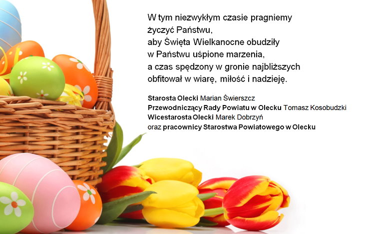 W tym niezwykłym czasie pragniemy życzyć Państwu, aby Święta Wielkanocne obudziły w Państwu uśpione marzenia, a czas spędzony w gronie najbliższych obfitował w wiarę, miłość i nadzieję.