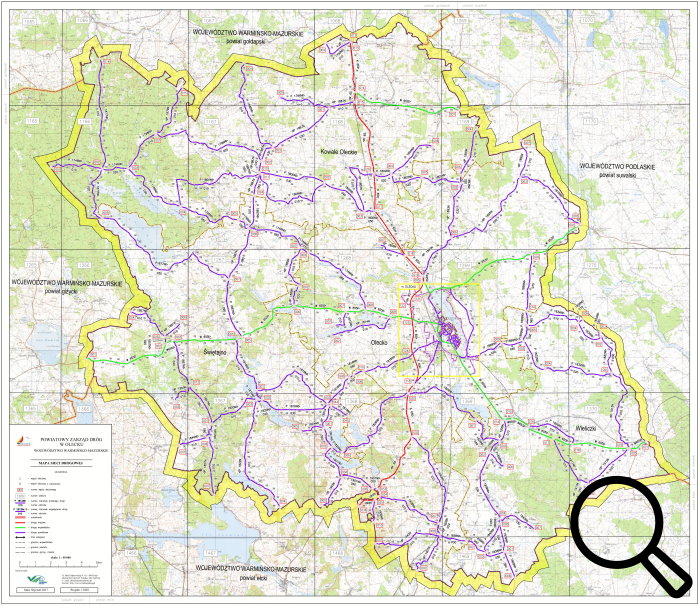 Mapa dróg powiatu oleckiego